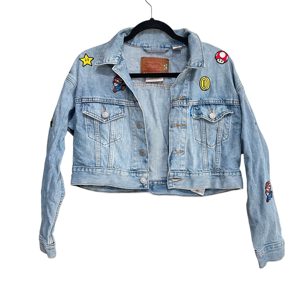Levis super Mario denim jacket size XS blue womens cropped